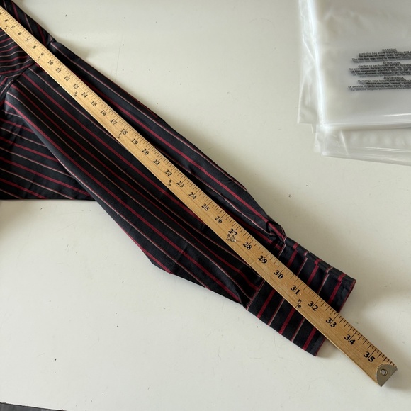 Wrangle Rustler Black & Red Striped Pearl Snap Western Shirt Mens 18 X-Long Tail - Picture 7 of 8